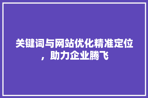 关键词与网站优化精准定位，助力企业腾飞