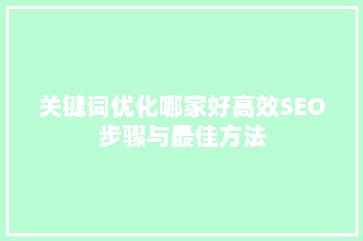 关键词优化哪家好高效SEO步骤与最佳方法