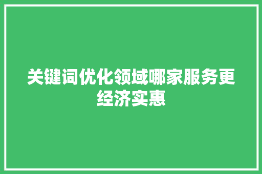 关键词优化领域哪家服务更经济实惠