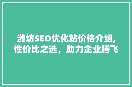 潍坊SEO优化站价格介绍,性价比之选，助力企业腾飞