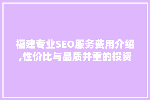 福建专业SEO服务费用介绍,性价比与品质并重的投资之路