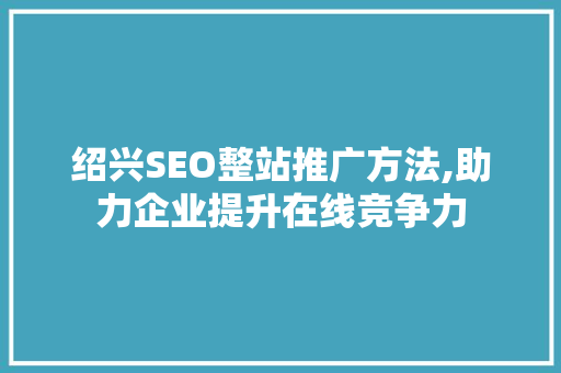 绍兴SEO整站推广方法,助力企业提升在线竞争力