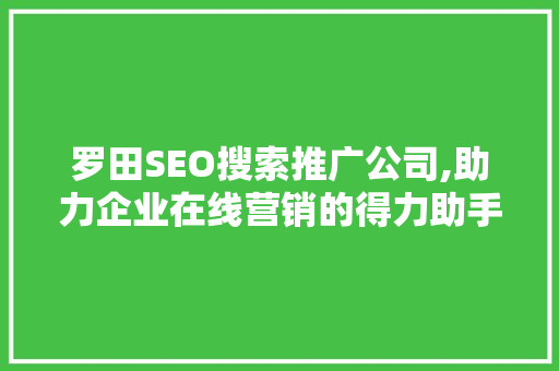 罗田SEO搜索推广公司,助力企业在线营销的得力助手