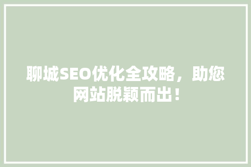 聊城SEO优化全攻略，助您网站脱颖而出！