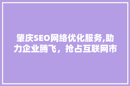 肇庆SEO网络优化服务,助力企业腾飞，抢占互联网市场制高点