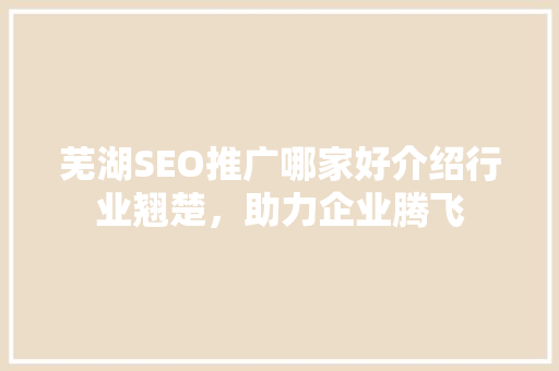 芜湖SEO推广哪家好介绍行业翘楚，助力企业腾飞