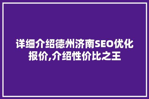 详细介绍德州济南SEO优化报价,介绍性价比之王