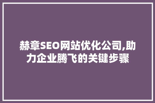 赫章SEO网站优化公司,助力企业腾飞的关键步骤