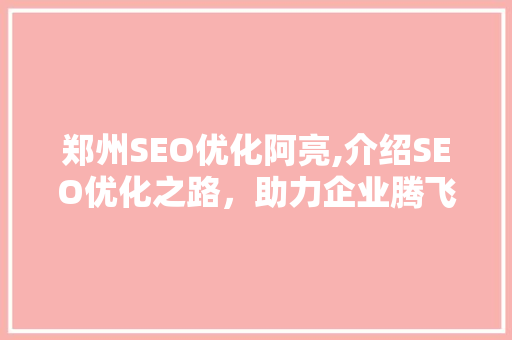 郑州SEO优化阿亮,介绍SEO优化之路，助力企业腾飞