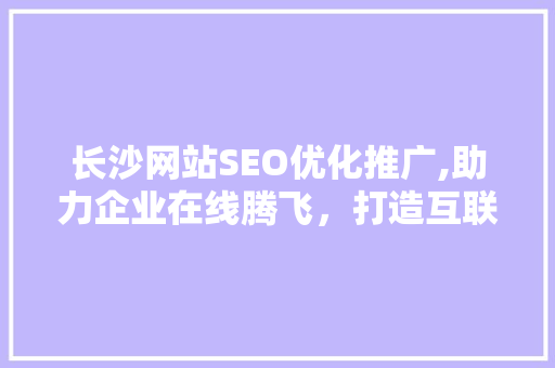 长沙网站SEO优化推广,助力企业在线腾飞，打造互联网新名片