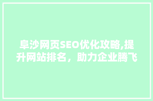 阜沙网页SEO优化攻略,提升网站排名，助力企业腾飞