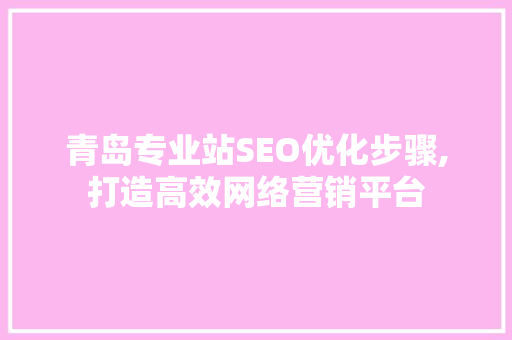青岛专业站SEO优化步骤,打造高效网络营销平台