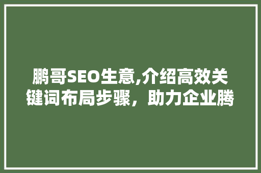 鹏哥SEO生意,介绍高效关键词布局步骤，助力企业腾飞