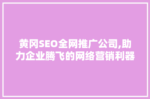 黄冈SEO全网推广公司,助力企业腾飞的网络营销利器