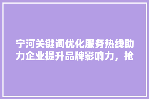宁河关键词优化服务热线助力企业提升品牌影响力，抢占市场先机