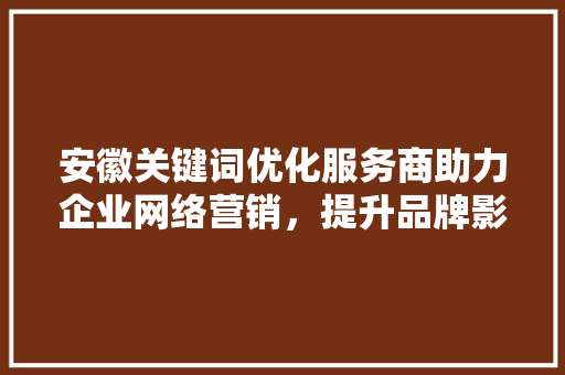 安徽关键词优化服务商助力企业网络营销，提升品牌影响力