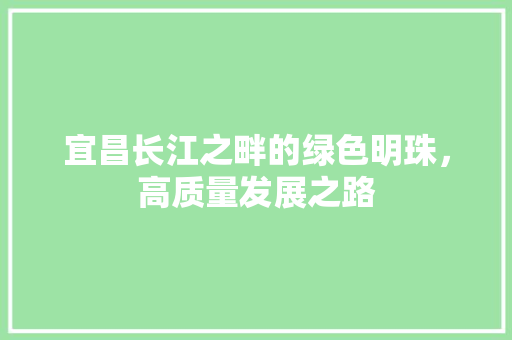 宜昌长江之畔的绿色明珠，高质量发展之路