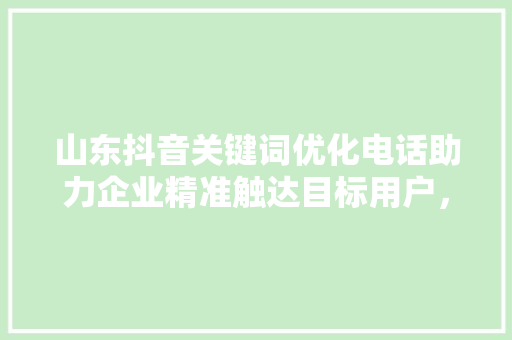 山东抖音关键词优化电话助力企业精准触达目标用户，抢占市场先机