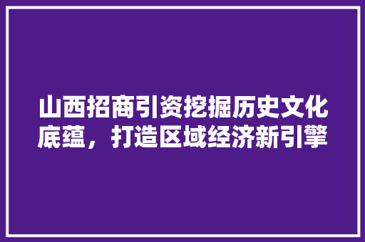 山西招商引资挖掘历史文化底蕴，打造区域经济新引擎
