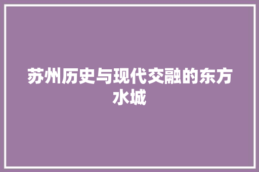 苏州历史与现代交融的东方水城