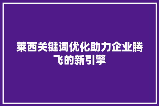 莱西关键词优化助力企业腾飞的新引擎