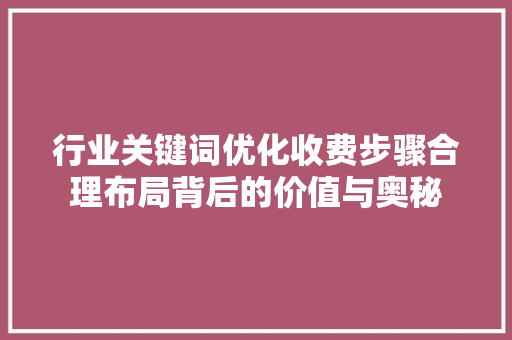 行业关键词优化收费步骤合理布局背后的价值与奥秘
