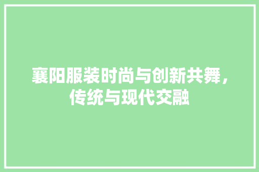 襄阳服装时尚与创新共舞，传统与现代交融