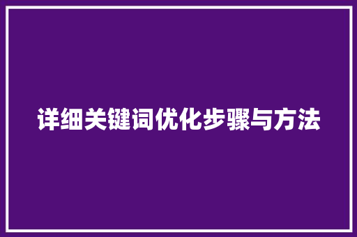 详细关键词优化步骤与方法