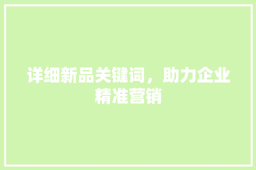 详细新品关键词，助力企业精准营销