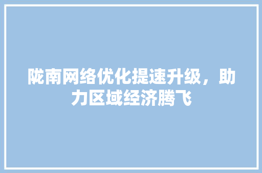陇南网络优化提速升级，助力区域经济腾飞