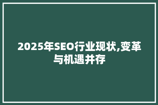 2025年SEO行业现状,变革与机遇并存