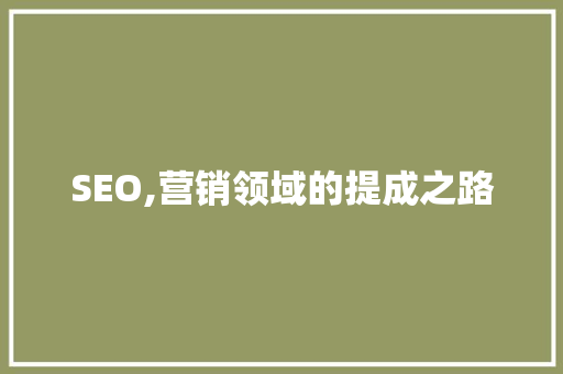 SEO,营销领域的提成之路