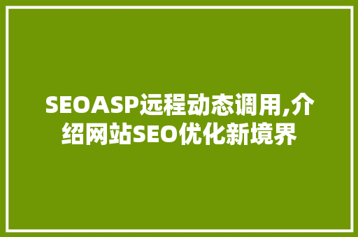 SEOASP远程动态调用,介绍网站SEO优化新境界