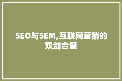 SEO与SEM,互联网营销的双剑合璧