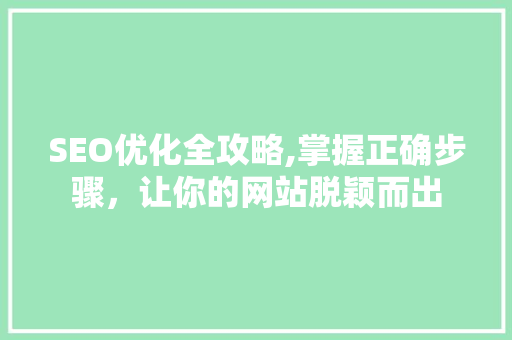 SEO优化全攻略,掌握正确步骤，让你的网站脱颖而出