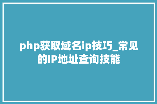 php获取域名ip技巧_常见的IP地址查询技能