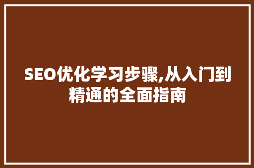 SEO优化学习步骤,从入门到精通的全面指南