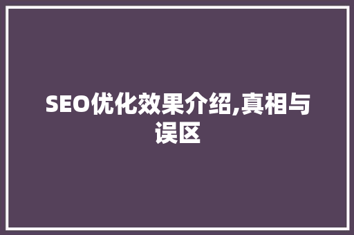 SEO优化效果介绍,真相与误区