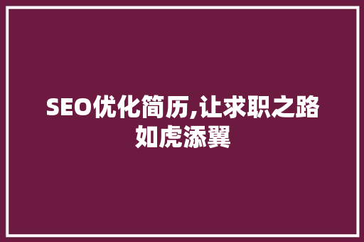 SEO优化简历,让求职之路如虎添翼