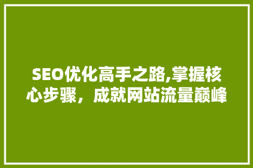 SEO优化高手之路,掌握核心步骤，成就网站流量巅峰