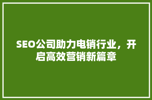 SEO公司助力电销行业，开启高效营销新篇章