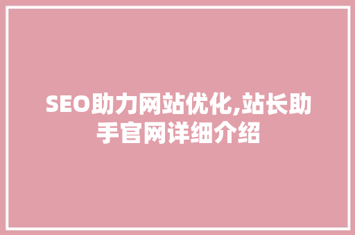 SEO助力网站优化,站长助手官网详细介绍