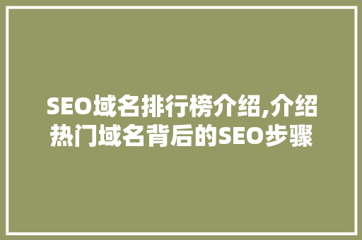 SEO域名排行榜介绍,介绍热门域名背后的SEO步骤