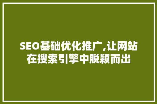 SEO基础优化推广,让网站在搜索引擎中脱颖而出