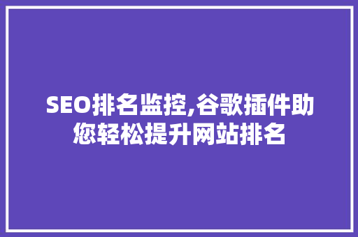 SEO排名监控,谷歌插件助您轻松提升网站排名