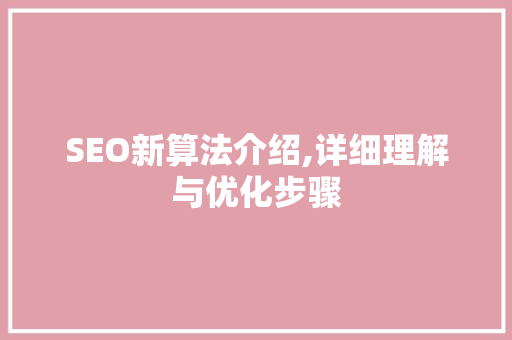 SEO新算法介绍,详细理解与优化步骤