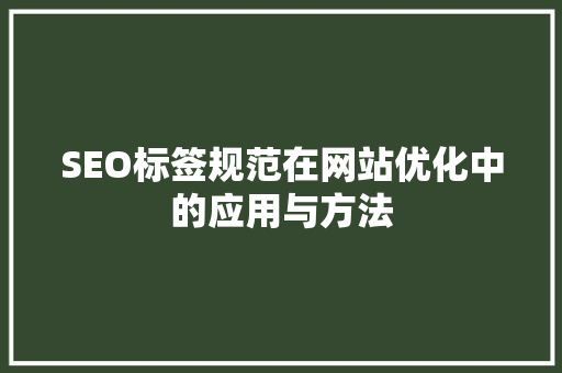 SEO标签规范在网站优化中的应用与方法