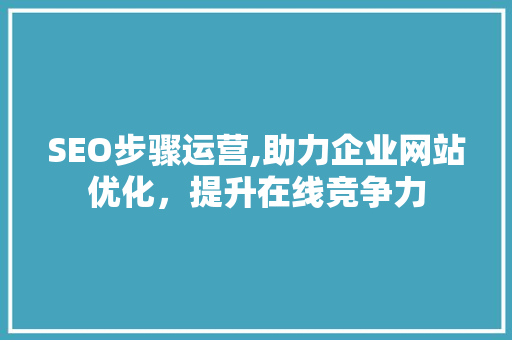 SEO步骤运营,助力企业网站优化，提升在线竞争力