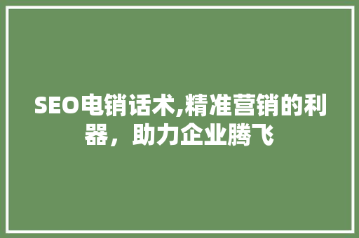 SEO电销话术,精准营销的利器，助力企业腾飞