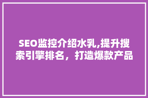 SEO监控介绍水乳,提升搜索引擎排名，打造爆款产品